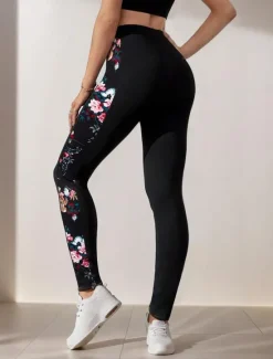 Women's Leggings Fashion Streetwear Ankle-Length High Waist Floral Printing Thermal Warm Soft Breathable Micro-elastic Outdoor Daily Fall Winter Regular Fit Women Leggings|Spring Pants