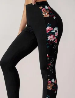 Women's Leggings Fashion Streetwear Ankle-Length High Waist Floral Printing Thermal Warm Soft Breathable Micro-elastic Outdoor Daily Fall Winter Regular Fit Women Leggings|Spring Pants
