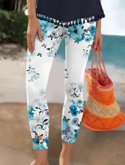 Discount Women's Leggings Punk Vintage Fashion Ankle-Length High WaistPantsHalloween Graphic Halloween Printing Thermal Warm Soft Breathable Stretchy Vacation Casual Daily Black White Sky Blue Green Spring Women Leggings