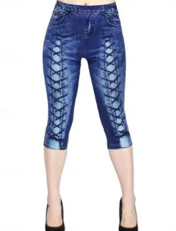 Sale Women's Leggings Shorts 3D Print Chinos Vacation Vintage Ethnic Style Calf-Length High Waist High Cut Comfort Breathable Quick Dry Stretchy Outdoor Street Daily Black Blue Purple Summer Slim Fit Women Shorts|Leggings