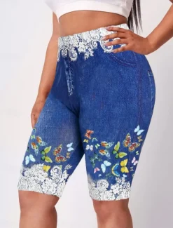 Sale Women's Leggings Shorts 3D Print Chinos Vacation Casual Tights Short High Waist Floral High Cut Comfort Breathable Quick Dry Stretchy Outdoor Street Daily Wine Black Red Purple Summer Slim Fit Women Leggings|Shorts