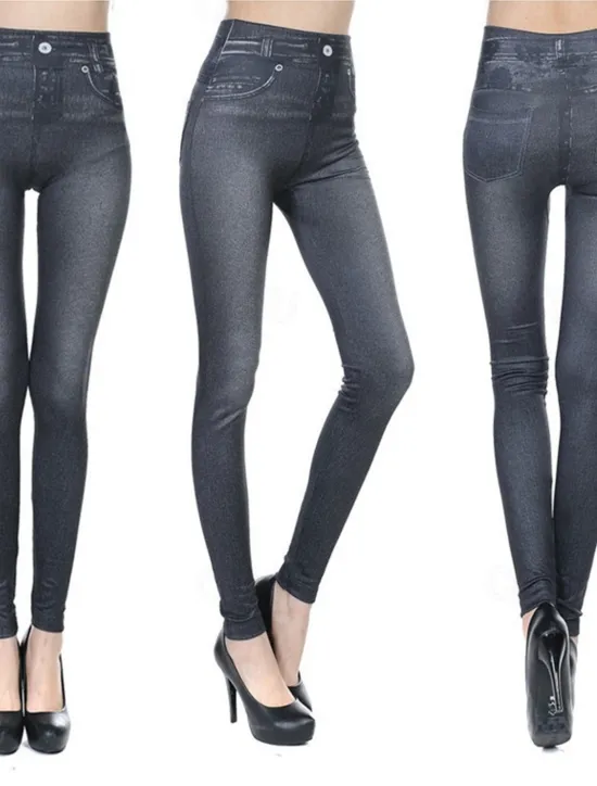 Hot Women's Leggings Trousers 3D Print Chinos Vacation Vintage Streetwear Full Length High Waist Plain Printing Comfy Soft Comfortable Stretchy Outdoor Street Black Blue Gray Summer Skinny Women Leggings