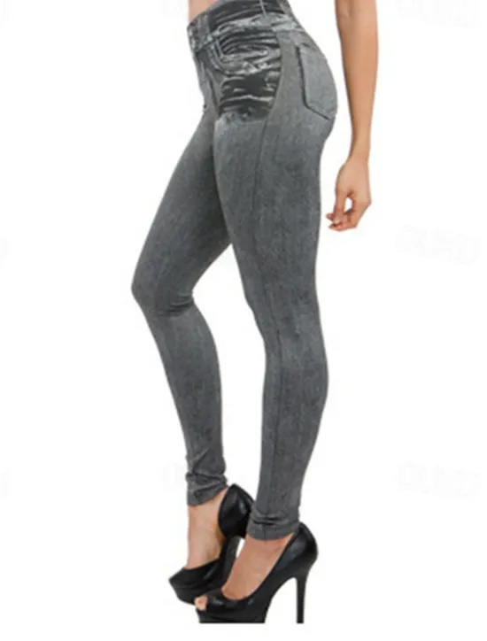 Hot Women's Leggings Trousers 3D Print Chinos Vacation Vintage Streetwear Full Length High Waist Plain Printing Comfy Soft Comfortable Stretchy Outdoor Street Black Blue Gray Summer Skinny Women Leggings