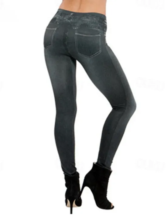 Hot Women's Leggings Trousers 3D Print Chinos Vacation Vintage Streetwear Full Length High Waist Plain Printing Comfy Soft Comfortable Stretchy Outdoor Street Black Blue Gray Summer Skinny Women Leggings