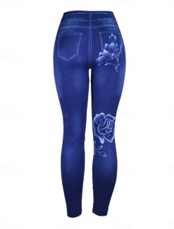 New Women's Leggings Trousers 3D Print Chinos Vacation Vintage Streetwear Full Length High Waist Floral Printing Comfy Soft Comfortable Stretchy Outdoor Street Summer Slim Fit Women Leggings