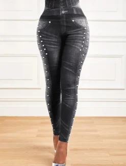 Outlet Women's Leggings Trousers 3D Print Chinos Vacation Streetwear Casual Full Length High Waist Graphic Printing Comfy Soft Comfortable Stretchy Outdoor Street Blue Gray Summer Slim Fit Women Leggings
