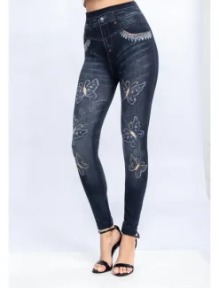 Best Women's Leggings Trousers 3D Print Chinos Vacation Streetwear Casual Full Length High Waist Butterfly Printing Comfy Soft Comfortable Stretchy Outdoor Street Black Blue Summer Slim Fit Women Leggings