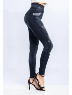 Best Women's Leggings Trousers 3D Print Chinos Vacation Streetwear Casual Full Length High Waist Butterfly Printing Comfy Soft Comfortable Stretchy Outdoor Street Black Blue Summer Slim Fit Women Leggings