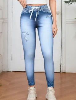 New Women's Leggings Trousers 3D Print Chinos Vintage Streetwear Casual Full Length High Waist Graphic Printing Ripped Comfy Soft Comfortable Stretchy Outdoor Street Summer Slim Fit Women Leggings