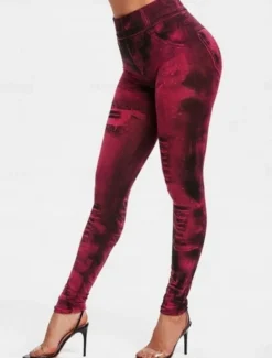 Outlet Women's Leggings Trousers 3D Print Vacation Vintage Ethnic Style Full Length High Waist Graphic High Cut Comfort Breathable Quick Dry Stretchy Outdoor Yoga Street Black Red Blue Fuchsia Summer Skinny Women Leggings