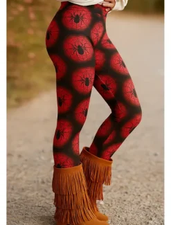 Outlet Women's Leggings Vacation Vintage Ethnic Style Ankle-Length High WaistPantsHalloween Graphic Animal 3D Print Quick Dry Breathability Soft Stretchy Outdoor Home Causal Black Red Green Fall Regular Fit Women Leggings|Women's Sweatpants & Joggers