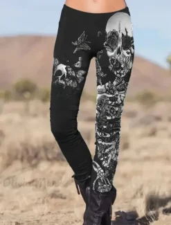 Online Women's Leggings Vacation Fashion Casual Ankle-Length High WaistPantsHalloween Graphic Halloween Printing Soft Breathable Stretchy Vacation Casual Daily Summer Spring Slim Fit Women Leggings