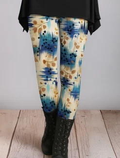 Online Women's Leggings Vacation Vintage Ethnic Style Ankle-Length High Waist Floral Graphic Abstract 3D Print Quick Dry Breathability Soft Stretchy Outdoor Home Causal Red Blue Green Spring Fall Slim Fit Women Women's Sweatpants & Joggers|Leggings