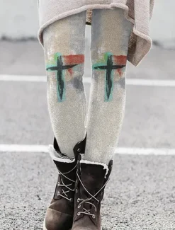 Outlet Women's Leggings Vacation Vintage Ethnic Style Ankle-Length High Waist Graphic Animal Cat 3D Print Quick Dry Breathability Soft Stretchy Outdoor Home Causal Black White Red Green Fall Winter Regular Women Women's Sweatpants & Joggers|Leggings