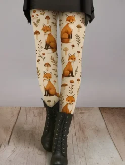 Discount Women's Leggings Vacation Vintage Ethnic Style Ankle-Length High Waist Graphic Animal 3D Print Quick Dry Breathability Soft High Elasticity Outdoor Home Causal Dark Brown Light Brown Brown Fall Slim Women Women's Sweatpants & Joggers|Leggings