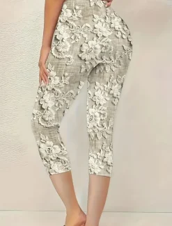 Best Women's Leggings Vacation Vintage Ethnic Style Calf-Length High Waist Floral Graphic Quick Dry Soft Comfortable Stretchy Formal Outdoor Vacation Summer Spring Skinny Women Leggings