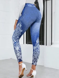 New Women's Leggings Vacation Vintage Fashion Ankle-Length High Waist Floral Graphic Printing Soft Breathable Stretchy Vacation Casual Daily Spring Slim Fit Women Leggings