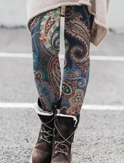 New Women's Leggings Vacation Vintage Ethnic Style Ankle-Length High Waist Floral Graphic Paisley 3D Print Quick Dry Breathability Soft Stretchy Outdoor Home Causal Army Green Yellow Blue Purple Fall Women Women's Sweatpants & Joggers|Leggings