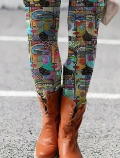 New Women's Leggings Vacation Vintage Ethnic Style Ankle-Length High Waist Floral Graphic Paisley 3D Print Quick Dry Breathability Soft Stretchy Outdoor Home Causal Army Green Yellow Blue Purple Fall Women Women's Sweatpants & Joggers|Leggings
