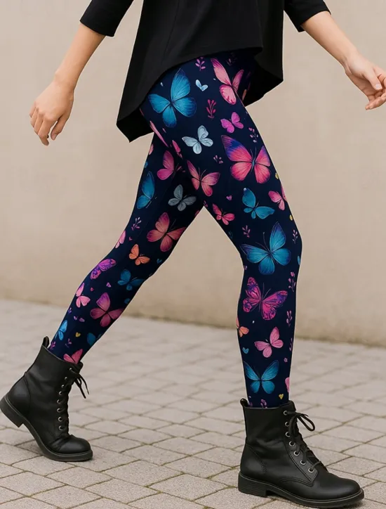 Outlet Women's Leggings Vacation Vintage Ethnic Style Ankle-Length High Waist Graphic Butterfly 3D Print Quick Dry Breathability Soft Stretchy Outdoor Home Causal Dark purple Black Purple Fall Skinny Women Leggings|Women's Sweatpants & Joggers