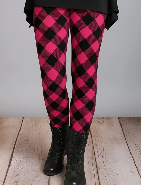 Outlet Women's Leggings Vacation Vintage Ethnic Style Ankle-Length High Waist Graphic Plaid 3D Print Quick Dry Breathability Soft Stretchy Outdoor Home Causal Black Red Blue Brown Fall Winter Regular Fit Women Leggings|Women's Sweatpants & Joggers