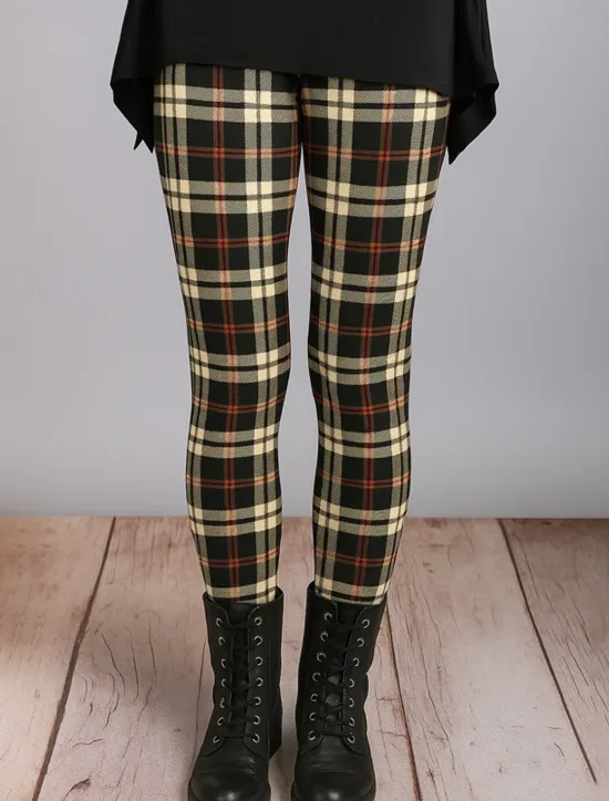 Outlet Women's Leggings Vacation Vintage Ethnic Style Ankle-Length High Waist Graphic Plaid 3D Print Quick Dry Breathability Soft Stretchy Outdoor Home Causal Black Red Blue Brown Fall Winter Regular Fit Women Leggings|Women's Sweatpants & Joggers
