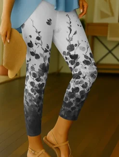 New Women's Leggings Vacation Vintage Ethnic Style Ankle-Length High Waist Floral Graphic 3D Print Quick Dry Breathability Soft Stretchy Outdoor Home Causal Dark red Forest Green Black Blue Spring Fall Women Women's Sweatpants & Joggers|Leggings