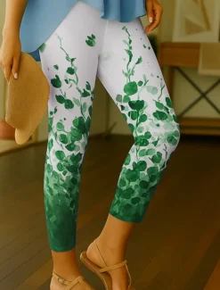 New Women's Leggings Vacation Vintage Ethnic Style Ankle-Length High Waist Floral Graphic 3D Print Quick Dry Breathability Soft Stretchy Outdoor Home Causal Dark red Forest Green Black Blue Spring Fall Women Women's Sweatpants & Joggers|Leggings