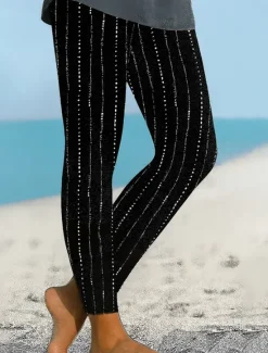 Sale Women's Leggings Vacation Vintage Ethnic Style Ankle-Length High Waist Graphic Geometric 3D Print Quick Dry Breathability Soft Stretchy Outdoor Home Causal Black White Fall Regular Fit Women Leggings|Women's Sweatpants & Joggers