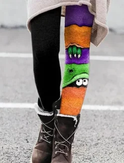 Outlet Women's Leggings Vacation Vintage Fashion Full Length High WaistPantsHalloween Graphic Skull Printing Soft Breathable Stretchy Outdoor Vacation Street Violet Black Orange Light Grey Summer Spring Women Leggings