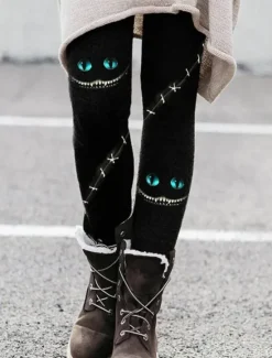 Outlet Women's Leggings Vacation Vintage Fashion Full Length High WaistPantsHalloween Graphic Skull Printing Soft Breathable Stretchy Outdoor Vacation Street Violet Black Orange Light Grey Summer Spring Women Leggings