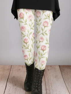 Women's Leggings Vacation Vintage Ethnic Style Ankle-Length High Waist Floral Graphic Abstract 3D Print Quick Dry Breathability Soft Stretchy Outdoor Home Causal White Pink Green Fall Regular Fit Women Women's Sweatpants & Joggers|Leggings