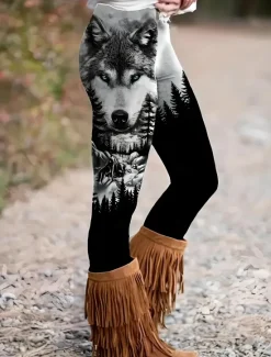 Clearance Women's Leggings Vacation Vintage Fashion Ankle-Length High Waist Graphic Animal Dog Printing Soft Breathable Micro-elastic Outdoor Vacation Street Spring Slim Fit Women Leggings