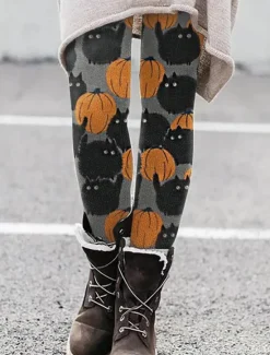 Sale Women's Leggings Vacation Vintage Ethnic Style Ankle-Length High Waist Graphic Animal Cat 3D Print Quick Dry Breathability Soft Stretchy Outdoor Home Causal Black White Blue Orange Fall Slim Fit Women Women's Sweatpants & Joggers