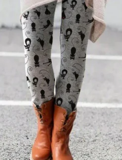 Sale Women's Leggings Vacation Vintage Ethnic Style Ankle-Length High Waist Graphic Animal Cat 3D Print Quick Dry Breathability Soft Stretchy Outdoor Home Causal Black White Blue Orange Fall Slim Fit Women Women's Sweatpants & Joggers