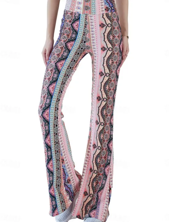 Clearance Women's Leggings Vintage Ethnic Style Full Length High Waist Paisley Printing Comfy Soft Comfortable Micro-elastic Outdoor Street Black White Pink Blue Summer Spring Fall Slim Fit Women Leggings