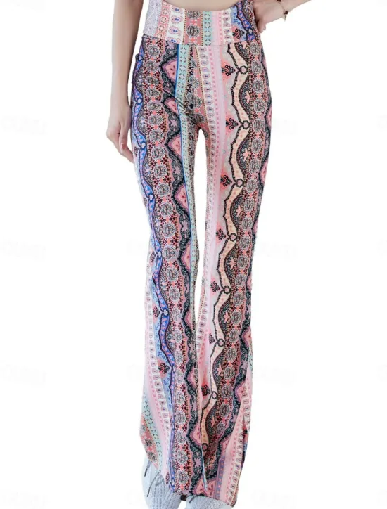 Clearance Women's Leggings Vintage Ethnic Style Full Length High Waist Paisley Printing Comfy Soft Comfortable Micro-elastic Outdoor Street Black White Pink Blue Summer Spring Fall Slim Fit Women Leggings