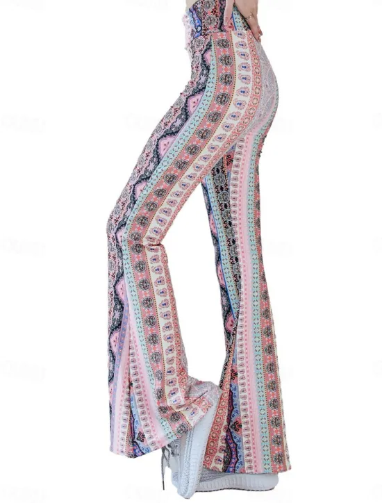 Clearance Women's Leggings Vintage Ethnic Style Full Length High Waist Paisley Printing Comfy Soft Comfortable Micro-elastic Outdoor Street Black White Pink Blue Summer Spring Fall Slim Fit Women Leggings