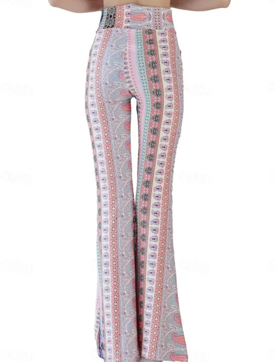 Clearance Women's Leggings Vintage Ethnic Style Full Length High Waist Paisley Printing Comfy Soft Comfortable Micro-elastic Outdoor Street Black White Pink Blue Summer Spring Fall Slim Fit Women Leggings