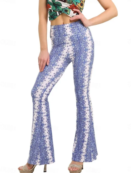 Clearance Women's Leggings Vintage Ethnic Style Full Length High Waist Paisley Printing Comfy Soft Comfortable Micro-elastic Outdoor Street Black White Pink Blue Summer Spring Fall Slim Fit Women Leggings