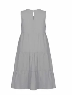 Women's Light Blue ArmyGreen Black Summer Spring Mini Dress Cotton Linen Dresses Casual Dress Tiered Dress Basic Casual Outdoor Daily Regular Fit Pure Color Crew Neck Women Dresses