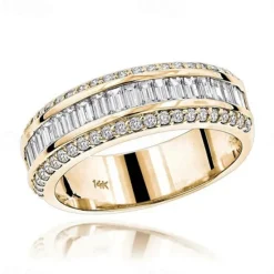 Best Women's light Ring Luxury Fashion 14k Gold Three-Drain Diamond Slternate Simple Women Trendy Jewelry
