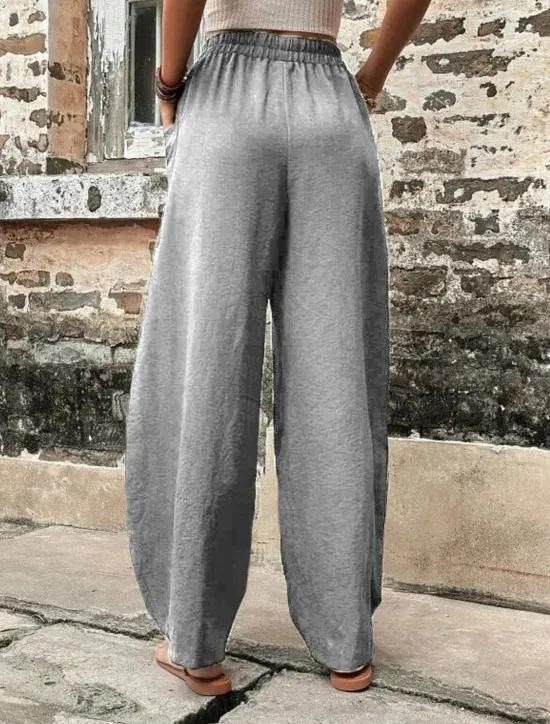 Sale Women's Linen Pants Tapered pants Pants Trousers Fashion Basic Casual Full Length Plain Side Pockets Baggy Comfort Micro-elastic Vacation Street Casual Daily Black Red Navy Blue Blue Regular Fit Women Pants