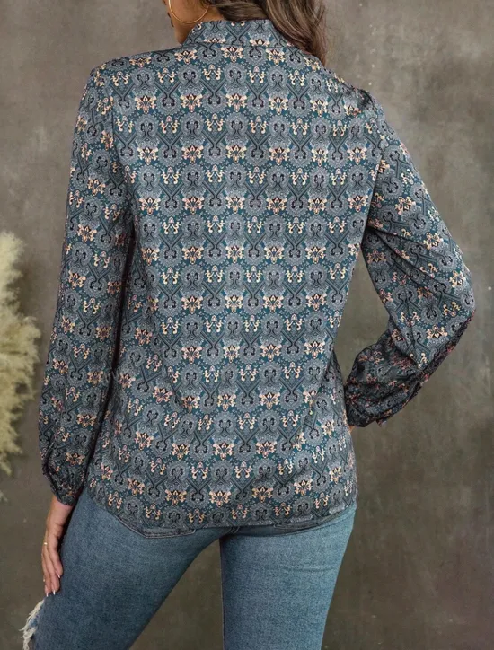 Clearance Women's Linen-Inspired Shirts Dressy Tops Stylish Retro Vintage Long Sleeve Bishop Sleeve Notched Neck Regular Tops Daily Summer Spring Fall Women Shirts