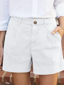 Clearance Women's Linen-Inspired Shorts Shorts Slacks Streetwear Casual Short Natural Plain Zipper Pocket Buckle Breathability Soft Comfortable Micro-elastic Street Going out Navy Black White Khaki Summer Women Pants