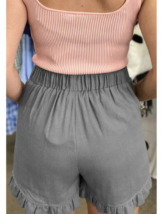 New Women's Linen-Inspired Shorts Shorts Slacks Fashion Casual Short Natural Plain Pocket Elastic Waist Outdoor Comfortable Street Going out rice white Wine Grey Navy Summer Regular Fit Women Pants