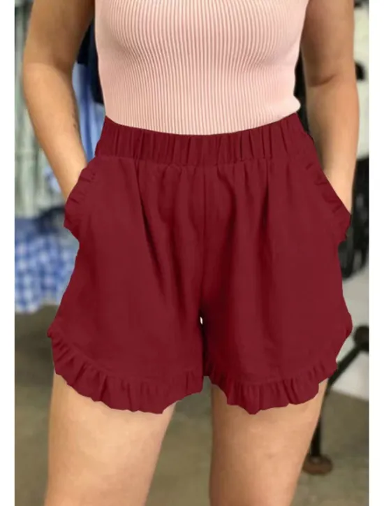 New Women's Linen-Inspired Shorts Shorts Slacks Fashion Casual Short Natural Plain Pocket Elastic Waist Outdoor Comfortable Street Going out rice white Wine Grey Navy Summer Regular Fit Women Pants