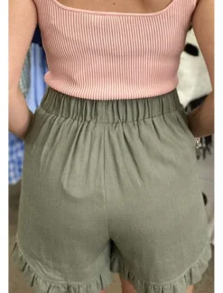New Women's Linen-Inspired Shorts Shorts Slacks Fashion Casual Short Natural Plain Pocket Elastic Waist Outdoor Comfortable Street Going out rice white Wine Grey Navy Summer Regular Fit Women Pants