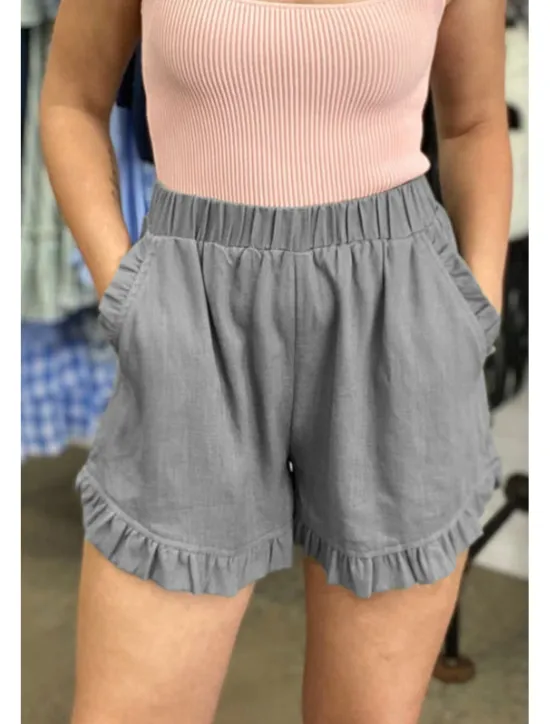 New Women's Linen-Inspired Shorts Shorts Slacks Fashion Casual Short Natural Plain Pocket Elastic Waist Outdoor Comfortable Street Going out rice white Wine Grey Navy Summer Regular Fit Women Pants
