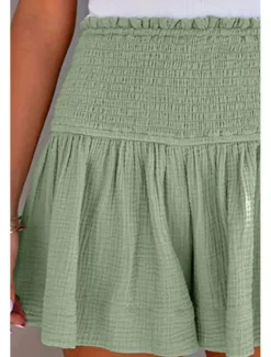 Online Women's Linen-Inspired Shorts Shorts Slacks Streetwear Casual Short Natural Plain Elastic Waist Comfy Outdoor Comfortable Street Daily Wear Almond Grey Black Pink Summer Regular Fit Women Pants
